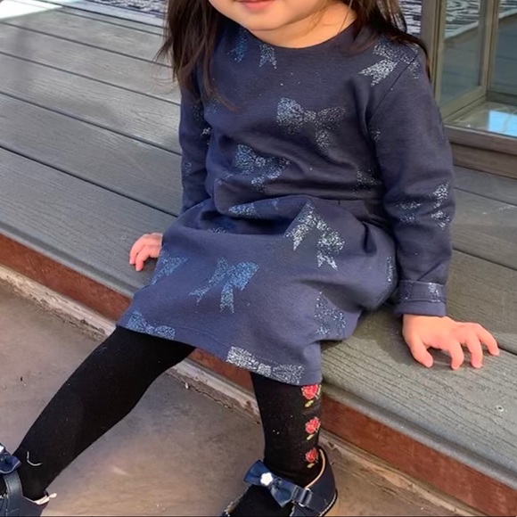 L.O.G.G Toddler Girl Blue With Ribbon Print Long Sleeve Dress Size 1.5-2Y EUC - Picture 6 of 7